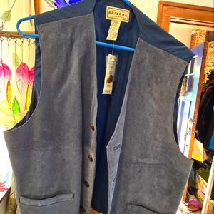 Vintage Womens blue suede vest arizona jean Co NWT Large